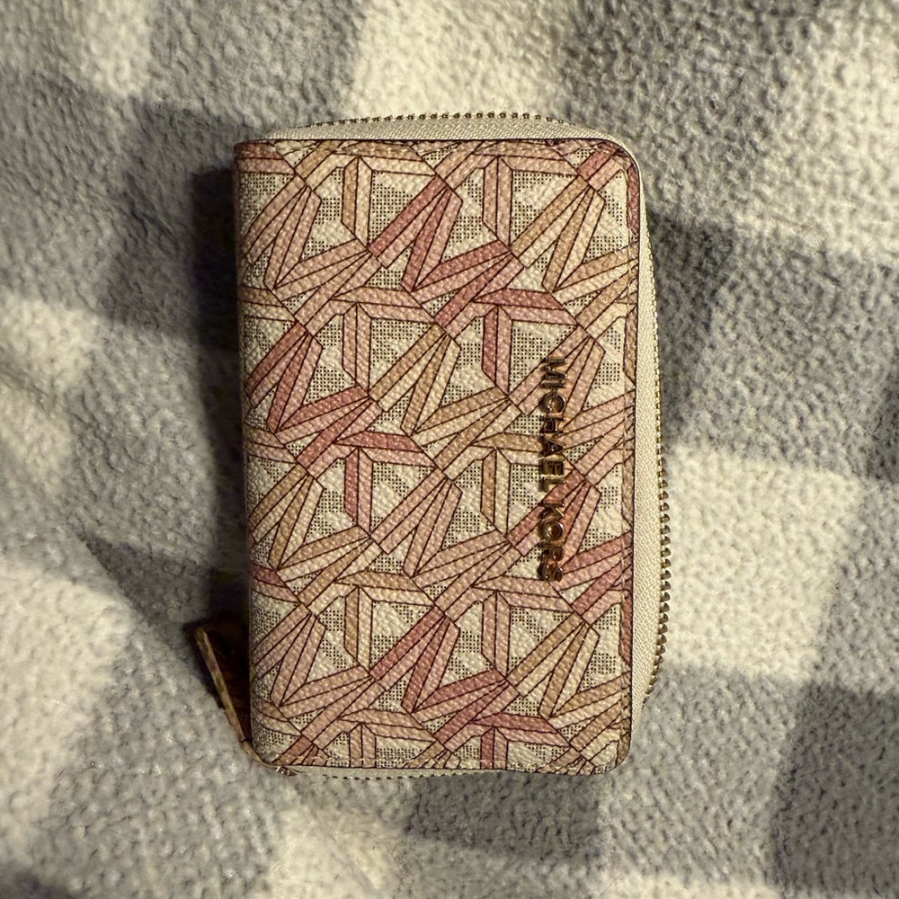 Michael Kors Pink and Brown Geometric Wallet